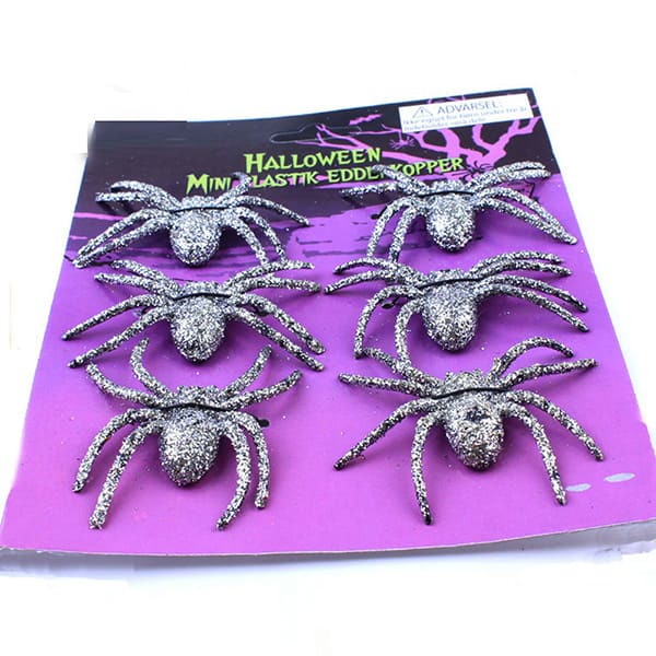 Halloween mini glitter plastic spider prank real scary spider Halloween pie spider
