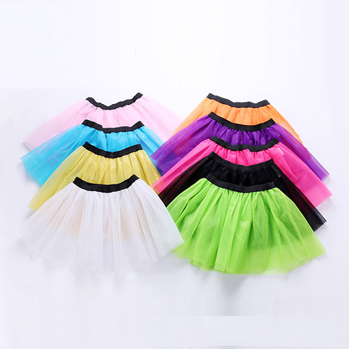  Black Waist Kids Dress Princess Solid Color 3 Layers Tulle Ballet Girl Tutu Skirt