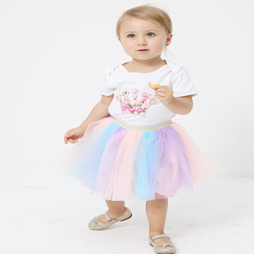 Cute Little Girls Layered Soft Rainbow Baby Unicorn Tutu