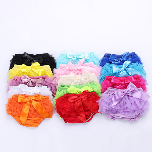New Arrival Cotton Cute Baby Chiffon Ruffle Bloomer with Bowknot 100% Cotton Baby Diaper Cover for Infant &Toddlers Baby Shorts