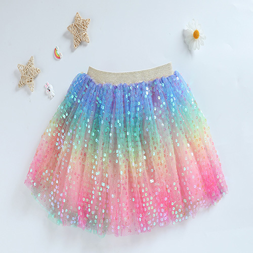 Wholesale Baby Girls Rainbow Sequin Tutu Skirt Princess Dance Skirts Kids Clothes for Party