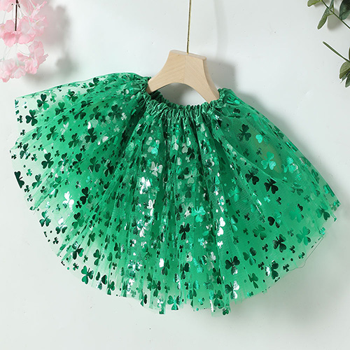 St. Patrick's Day Shamrock Green Children's Irish Gauze Shaggy Dress Festive Girl TUTU Skirts