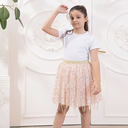 Summer new fashionable and stylish tassel light luxury sequin pleated skirt