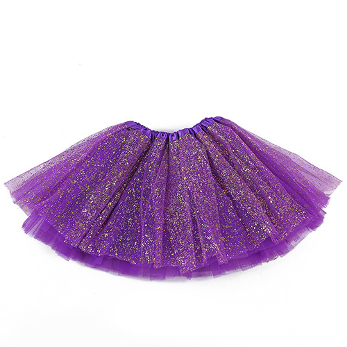Wholesale Halloween Purple Chiffon Tutu Skirts With Gold Glitter