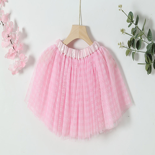 New Western Style Baby Children's Solid Color Mesh Plaid TUTU Skirt for Summer Clothing