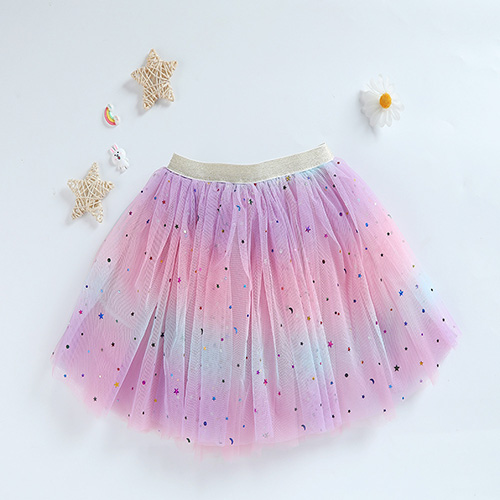 Wholesale Costume Wear Girls' Half Rainbow Mesh Dance Dress Children's Ballet Tutu Skirt for Festival Performance