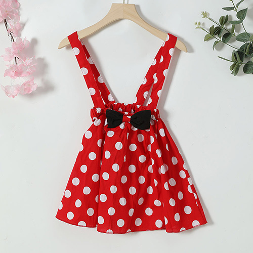 Polka Dot Ruffle Sleeve Dress with Bowknot Overall  for Toddler Girls for Birthday Parties