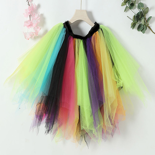 Women's 1950s Vintage Petticoats Rainbow Crinolines Bubble Tutu Dance Half Slip Skirt