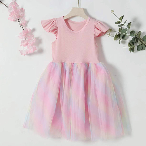 New Children Girl Clothing Kids Girl Clothes Cotton Rainbow Dress Summer Soft Children Casual Dress for Kids