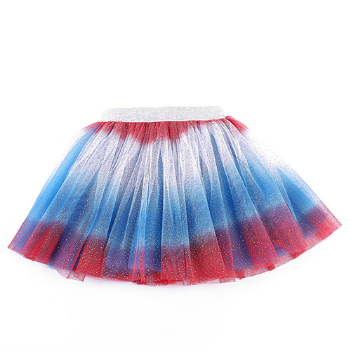 Versatile Half-Length Mesh Skirt Girls Children's Dance Performance Practice Clothes Color-Blocked Puffy Parties Decorations